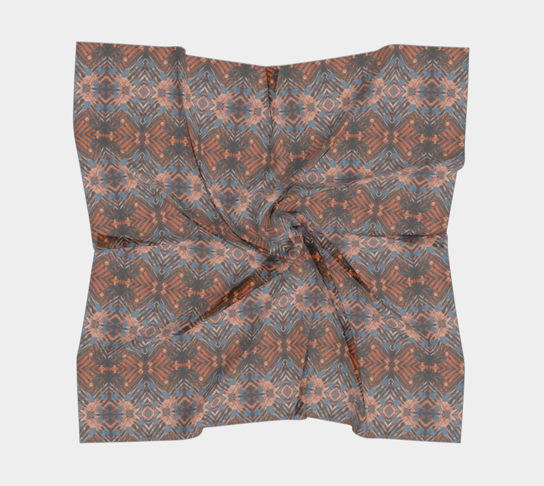 "Family Geometry" Square Scarf (Blue, Orange)