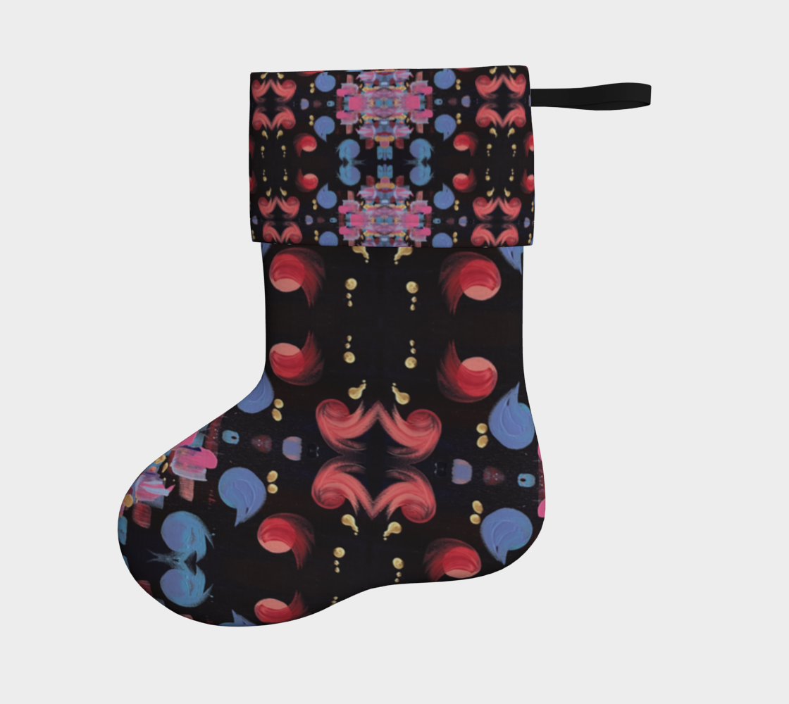 "Winter Night" Christmas Stocking #2  (Purple, Pink)