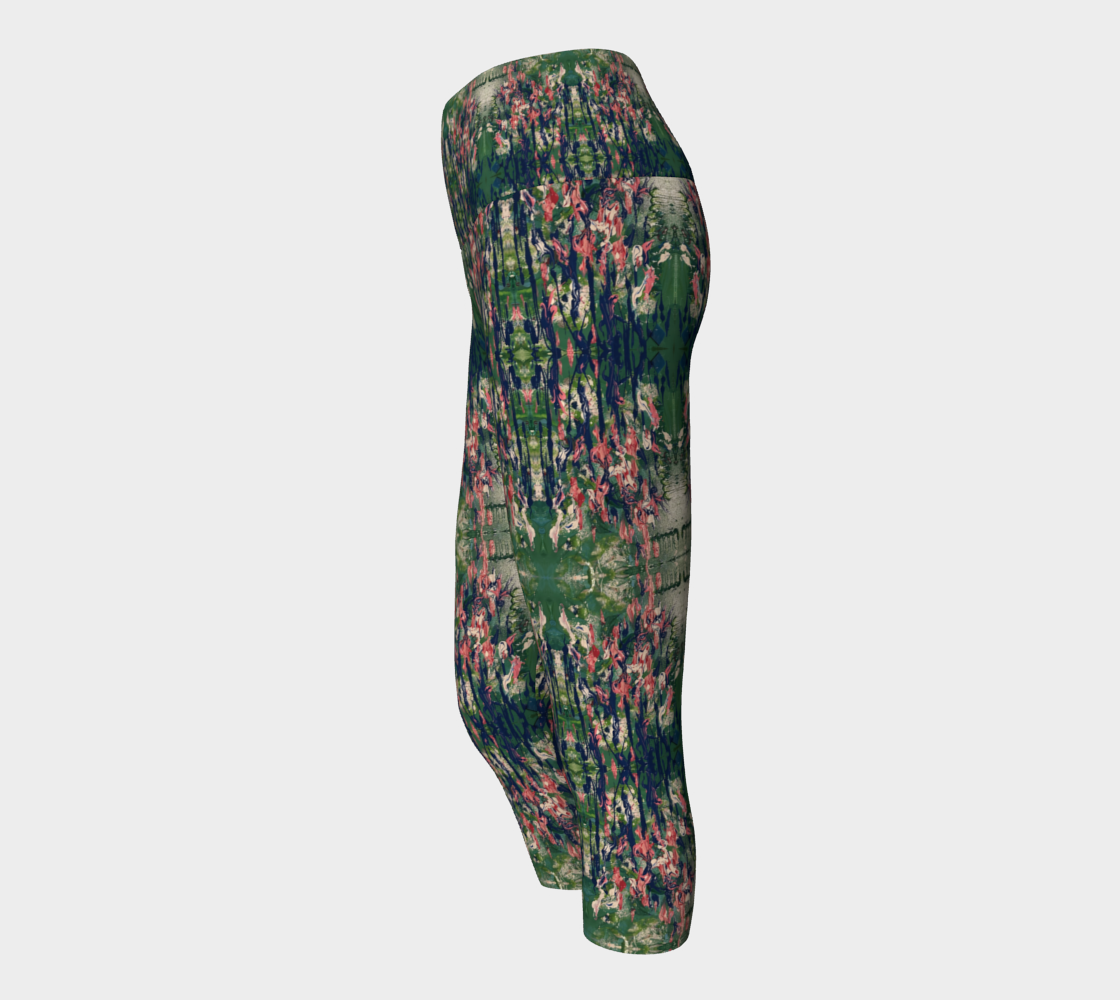 "Marsh Flowers" Yoga Capris (Green, Blue, Pink)