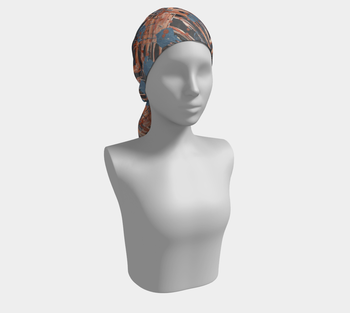 "Family Geometry" Long Scarf (Blue, Orange)