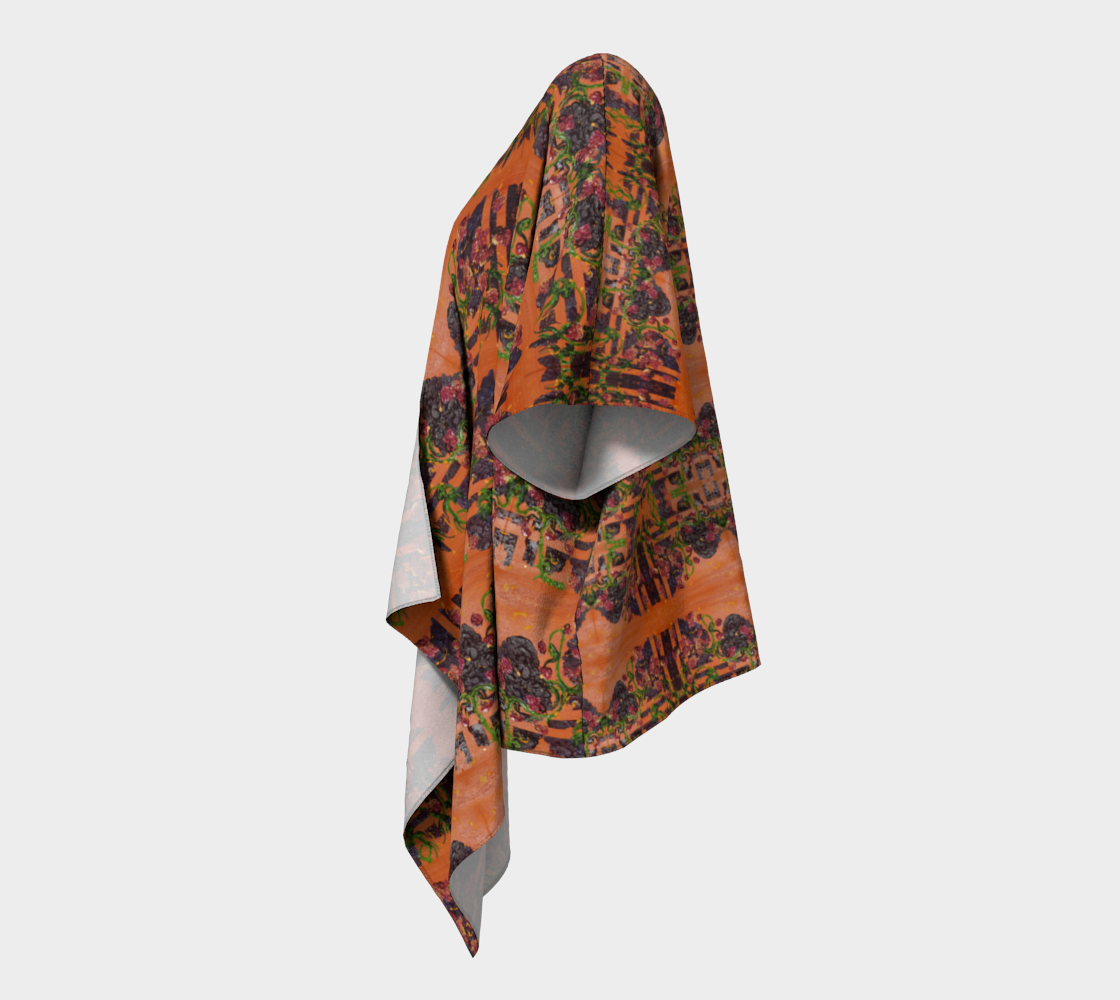 "Orange Lattice" Draped Kimono (Orange, Purple)