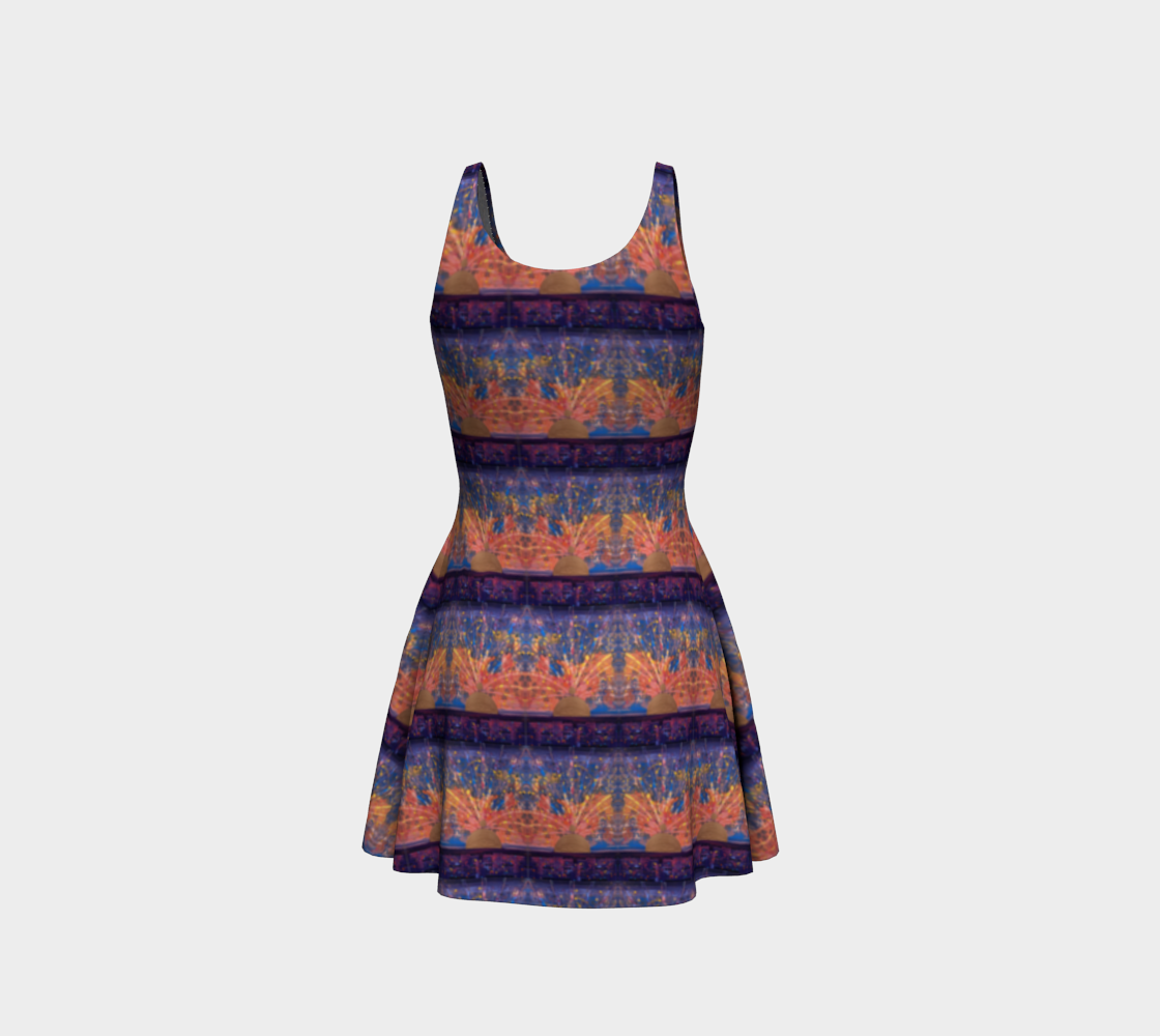 "Purple Dawn" Flare Dress (Purple, Orange, Gold)