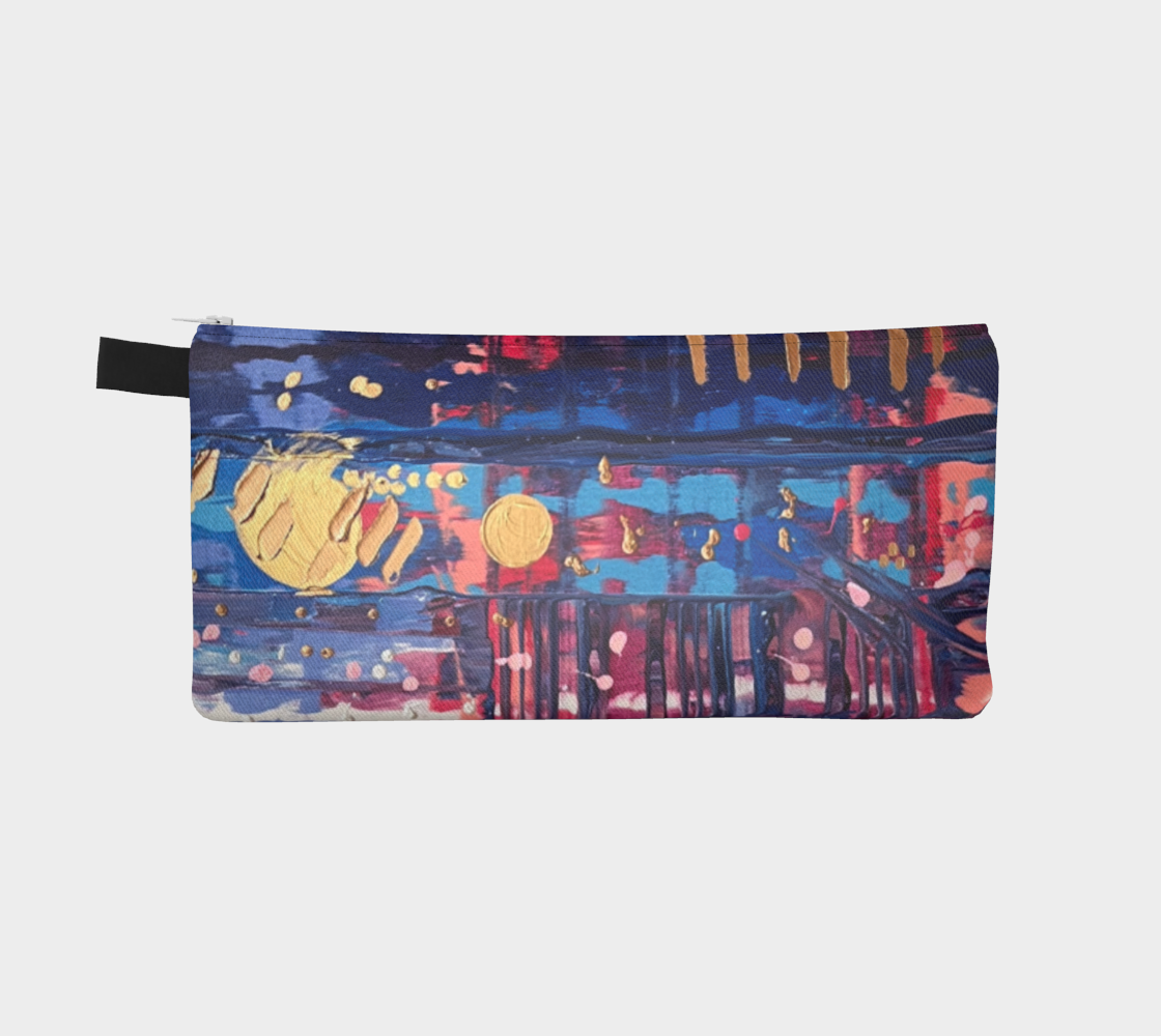 "Rain Day" Pencil Case (Blue, Pink, Gold)