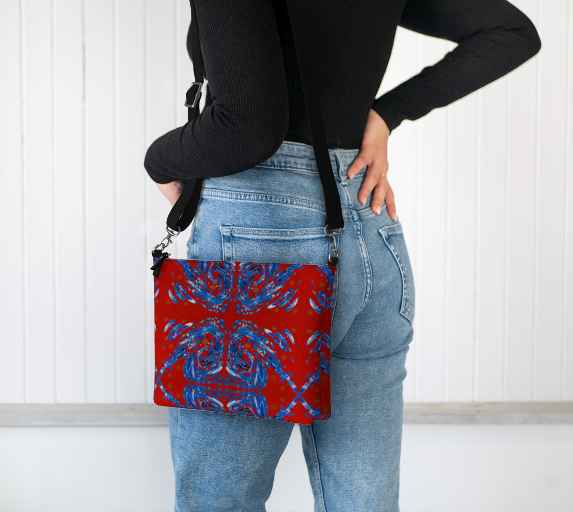 "Justice" Vegan Leather Crossbody Purse (Red, Blue)