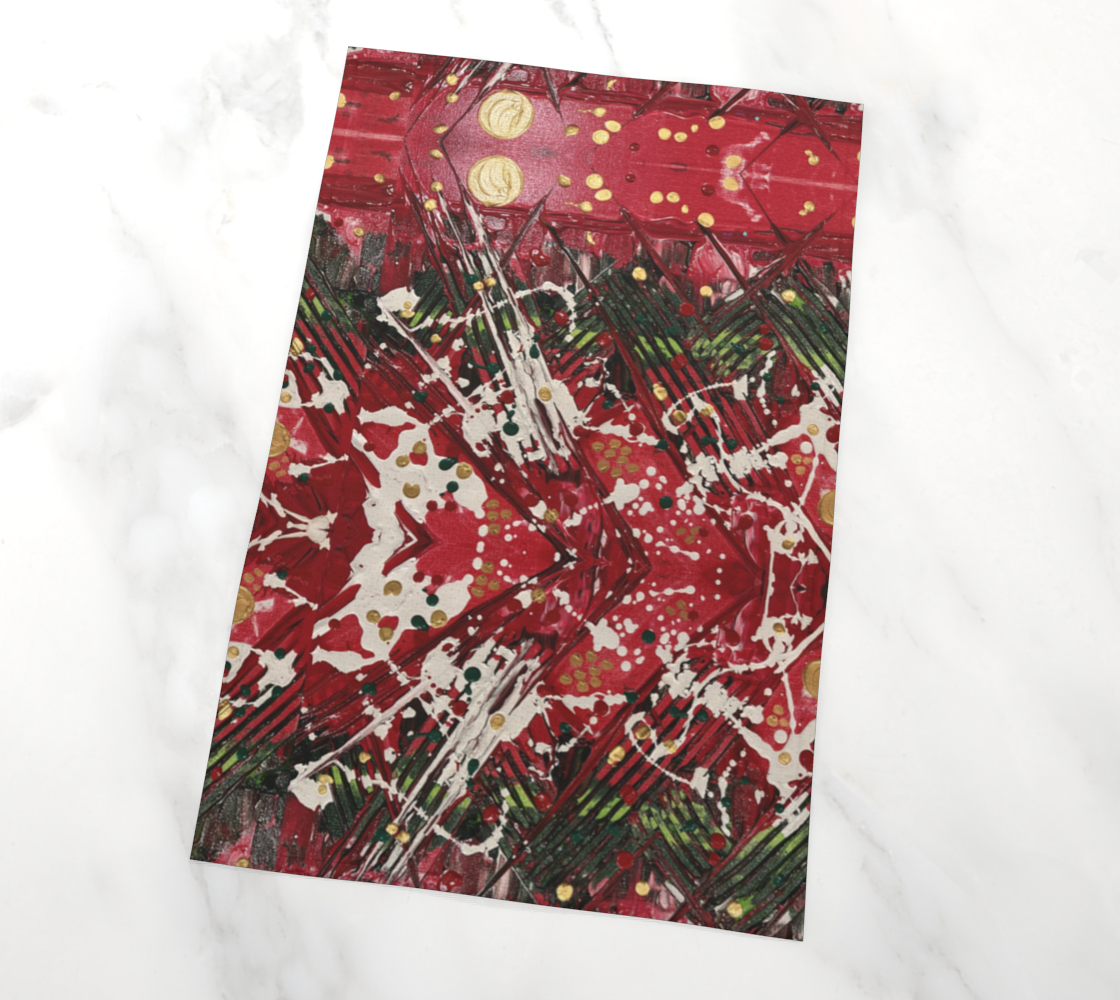 "Winter Trails" Christmas Tea Towel  (Red, Green)