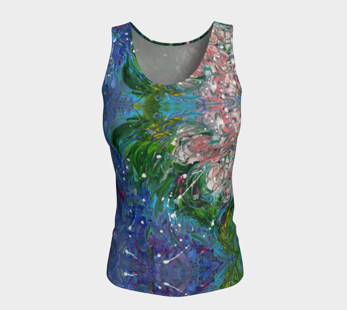 "Anniversary Flowers" Fitted Tank LONG (Purple, Green, Pink)