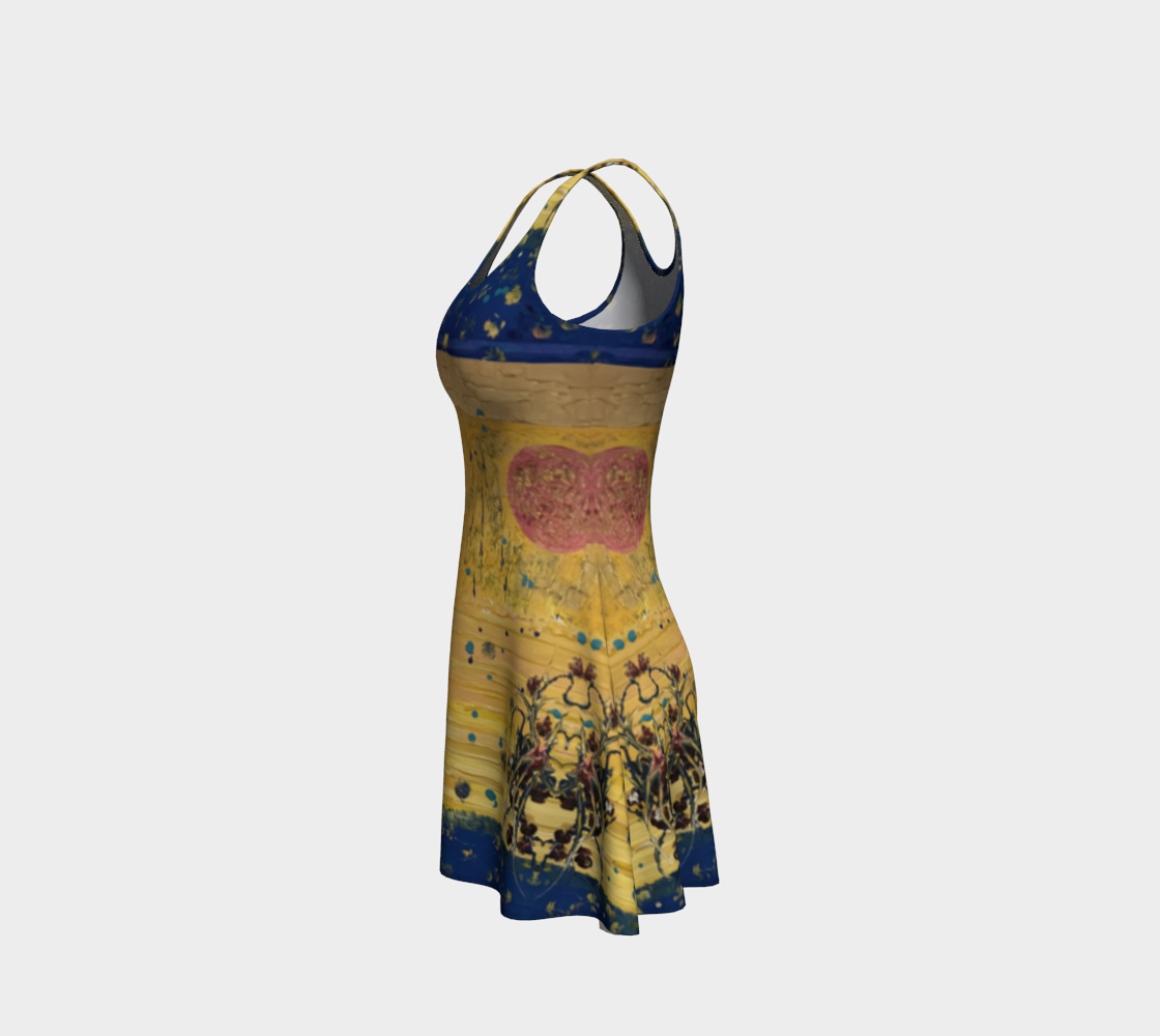 “Yellow Sky on Blue Morning” Flare Dress (Yellow, Pink, Blue)