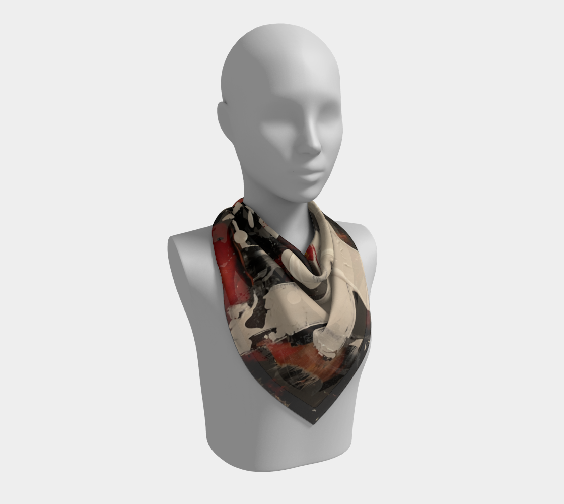 "If We Can See It" Square Scarf (Black, Beige, Orange)