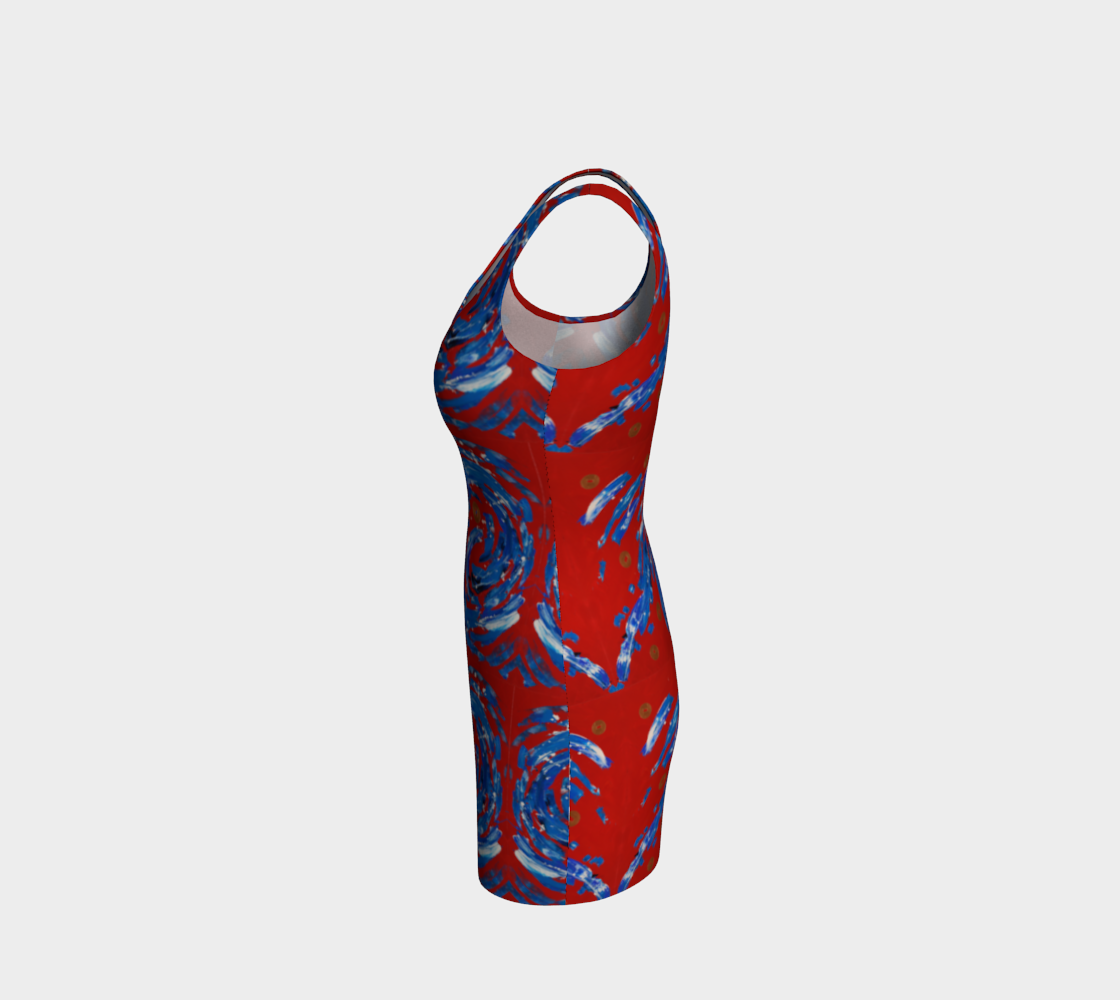 "Good Fortune" Bodycon Dress (Red, Blue)