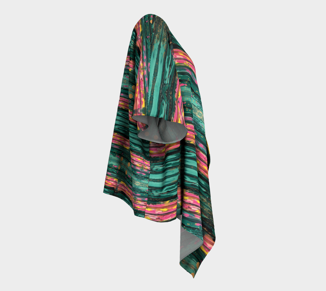 ”Aqua Sunrise” Draped Kimono (Aqua, Pink)