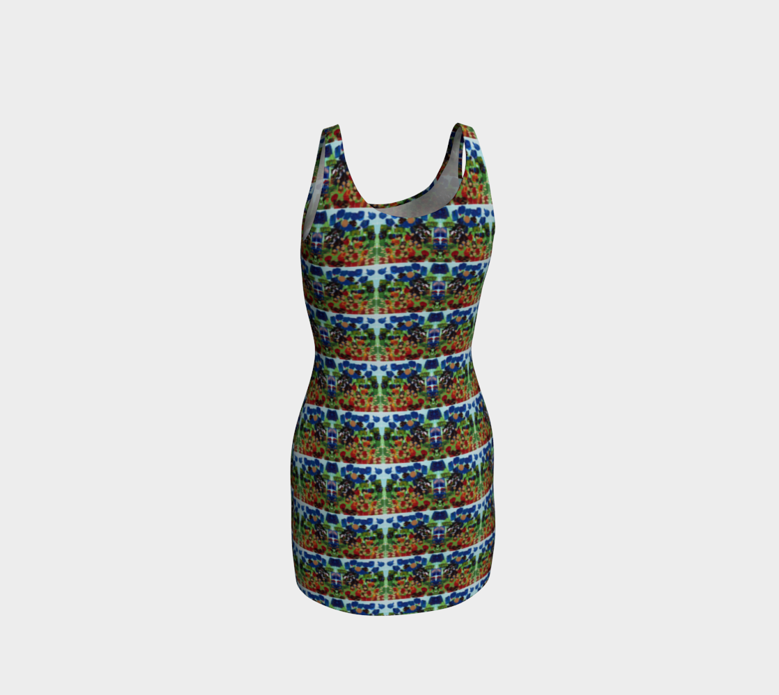 "Fall Garden" Bodycon Dress (Blue, Green, Red)