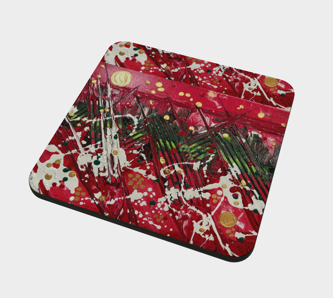 "Winter Trails" Christmas Coaster  (Red, Green)