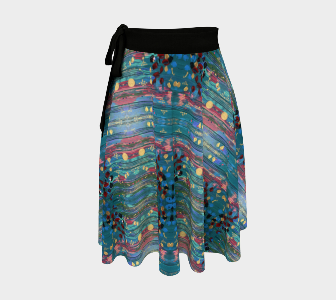 "Grace Under Water" Wrap Skirt (Turquoise, Pink)