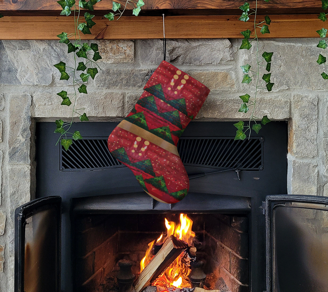 "Winter Primitive" Christmas Stocking (Red, Green)