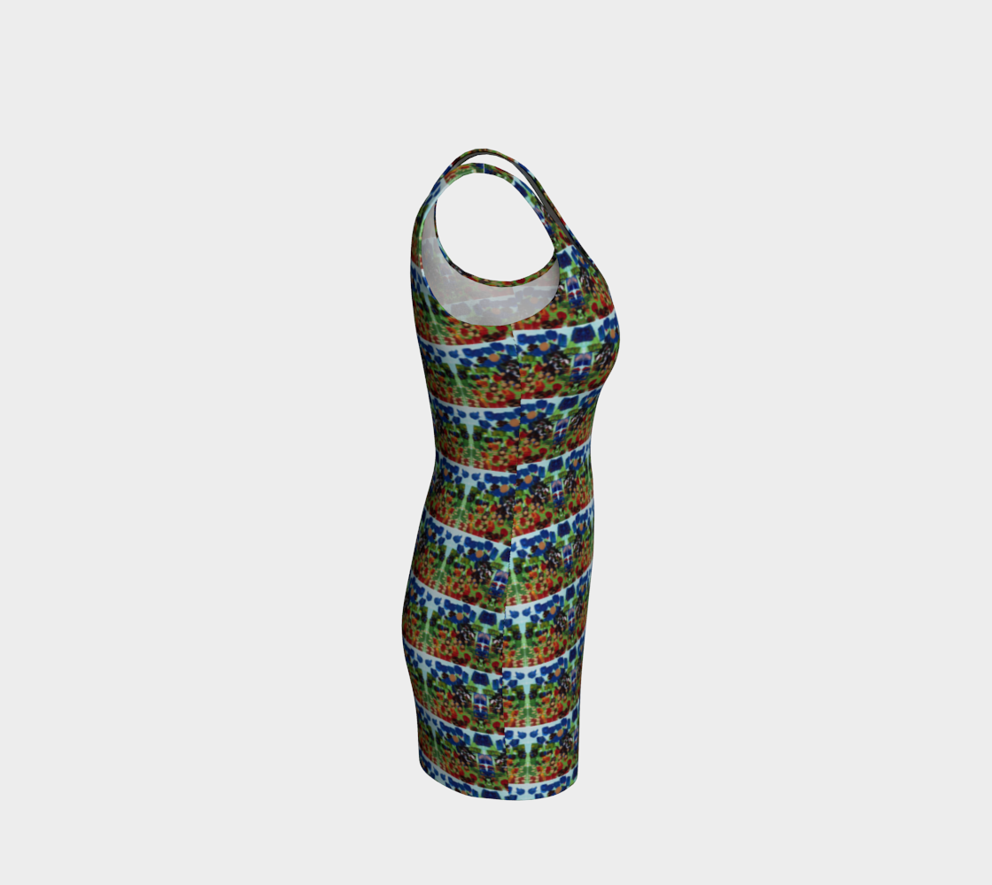 "Fall Garden" Bodycon Dress (Blue, Green, Red)