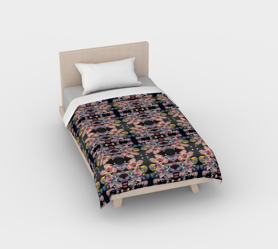 ”Grace In Orchid Petals” Duvet Cover #2 (Black, Pink, Blue)