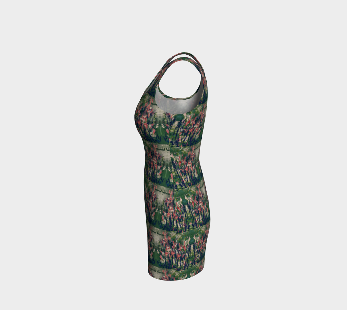 "Marsh Flowers" Bodycon Dress (Green, Pink)