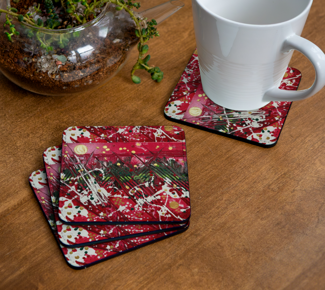 "Winter Trails" Christmas Coaster  (Red, Green)