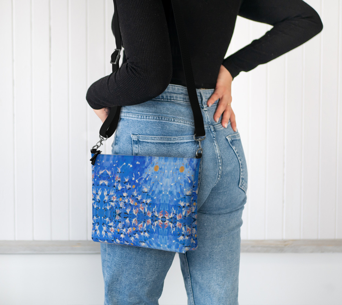 "Generosity" Vegan Leather Crossbody Purse (Blue)