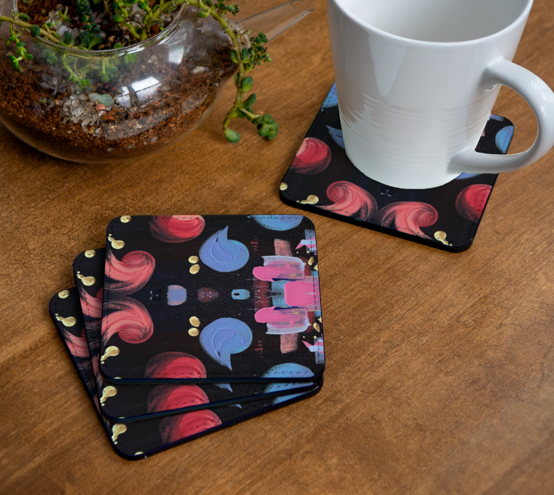 "Winter Night" Christmas Coaster  (Purple, Pink)