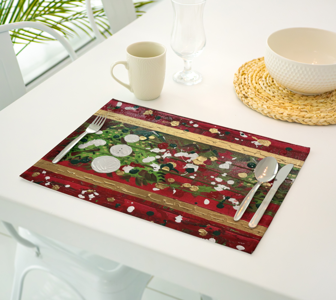 "Winter Frolic" Christmas Placemat   (Red, Green)