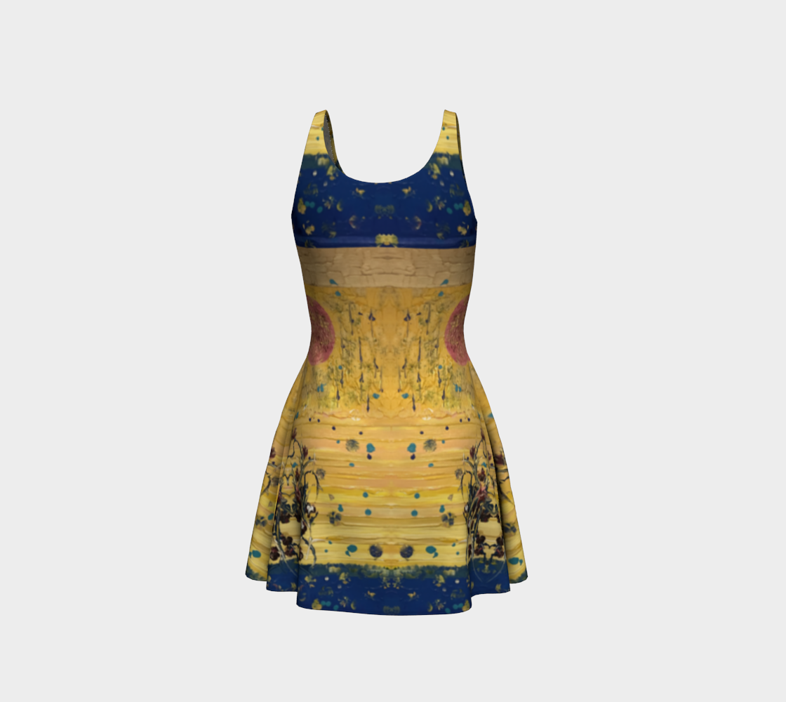 “Yellow Sky on Blue Morning” Flare Dress (Yellow, Pink, Blue)