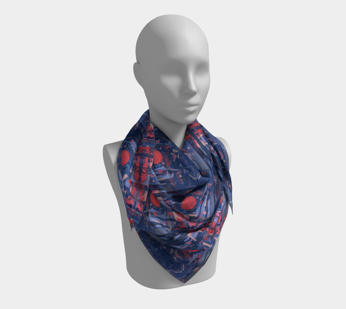 "Joy" Square Scarf #2 (Blue, Pink)