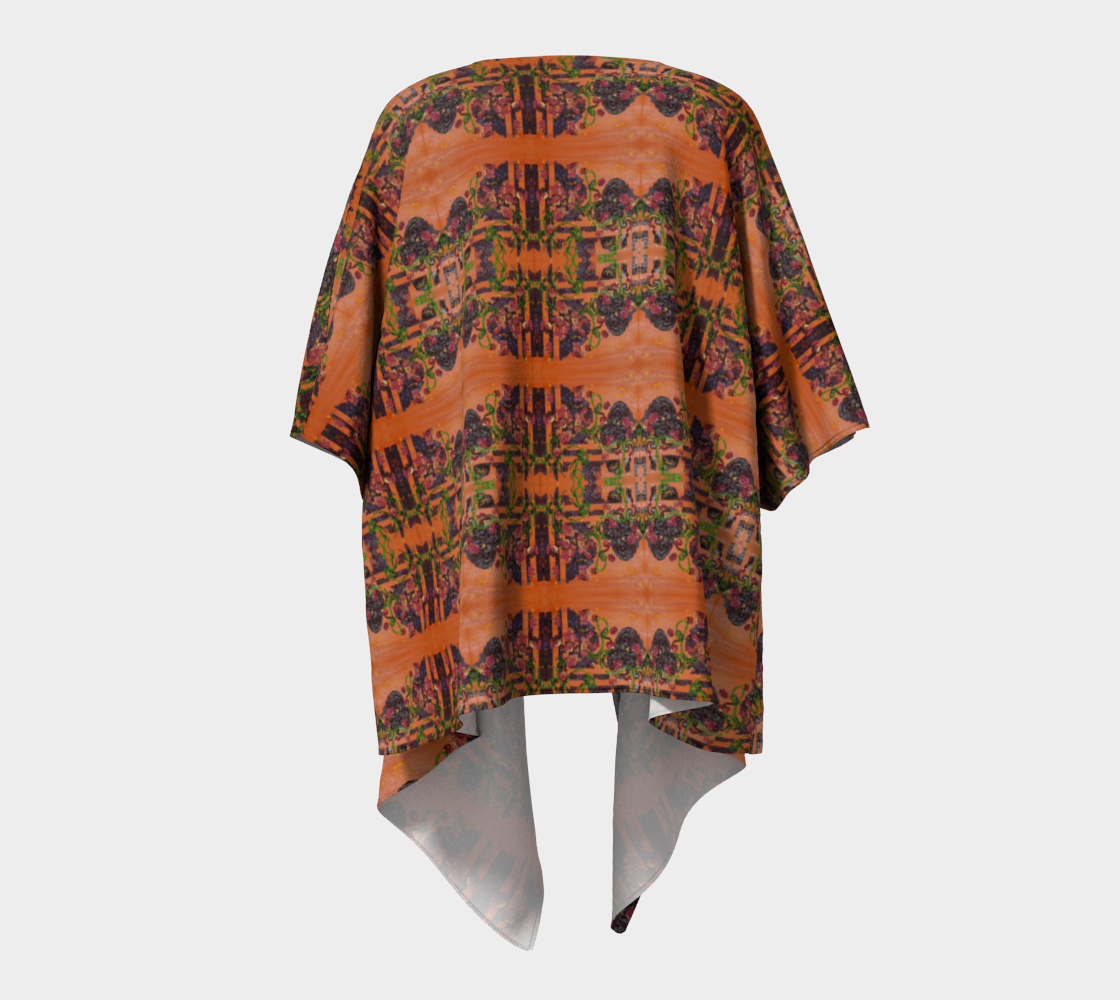 "Orange Lattice" Draped Kimono (Orange, Purple)