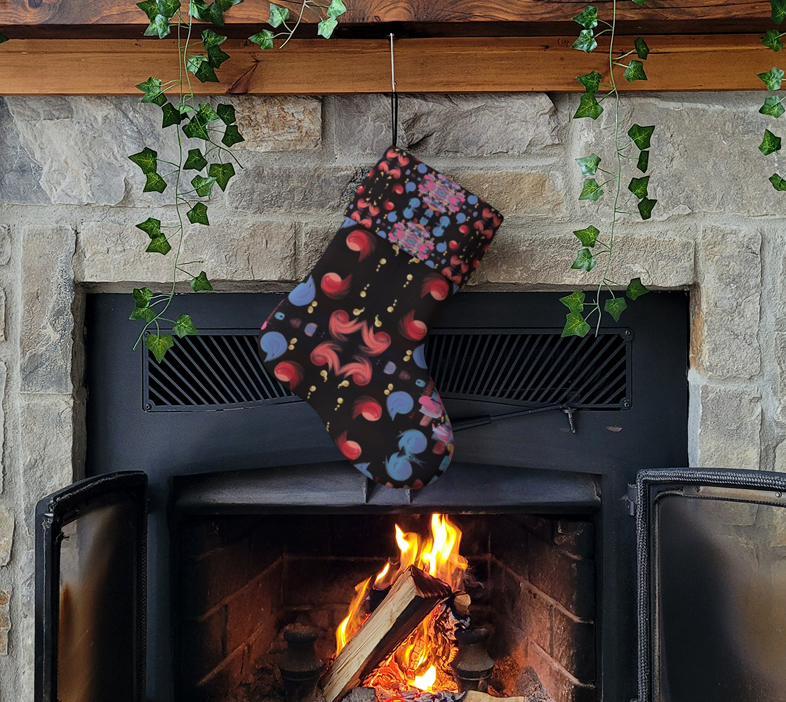 "Winter Night" Christmas Stocking #2  (Purple, Pink)