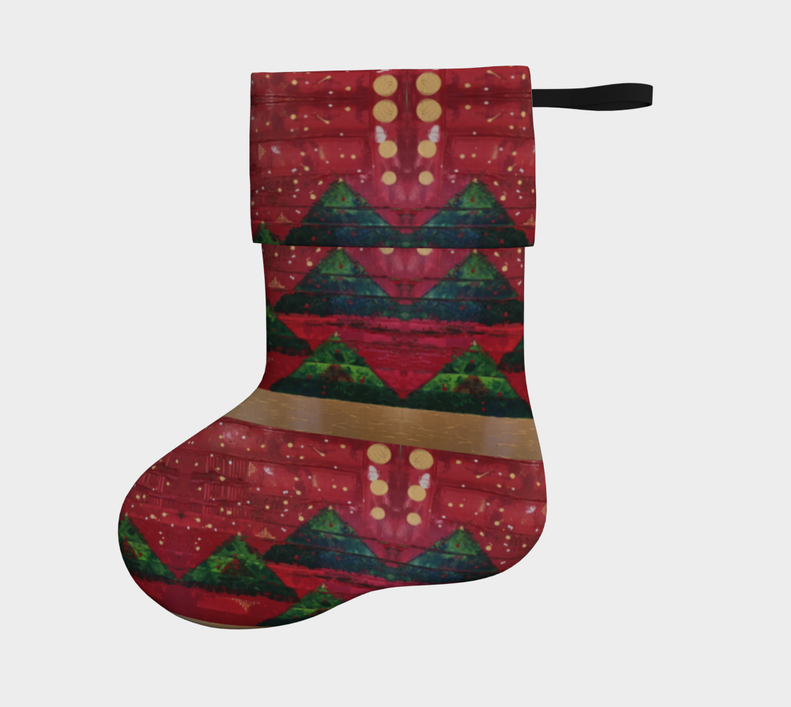 "Winter Primitive" Christmas Stocking (Red, Green)