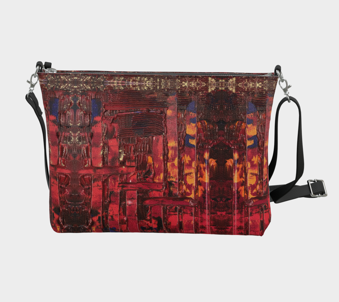 "Lenten Red" Vegan Leather Crossbody Purse (Red)