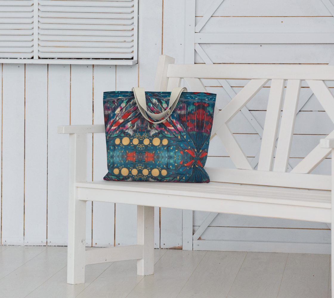 "Awakening" Large Tote (Turquoise, Red, Gold)
