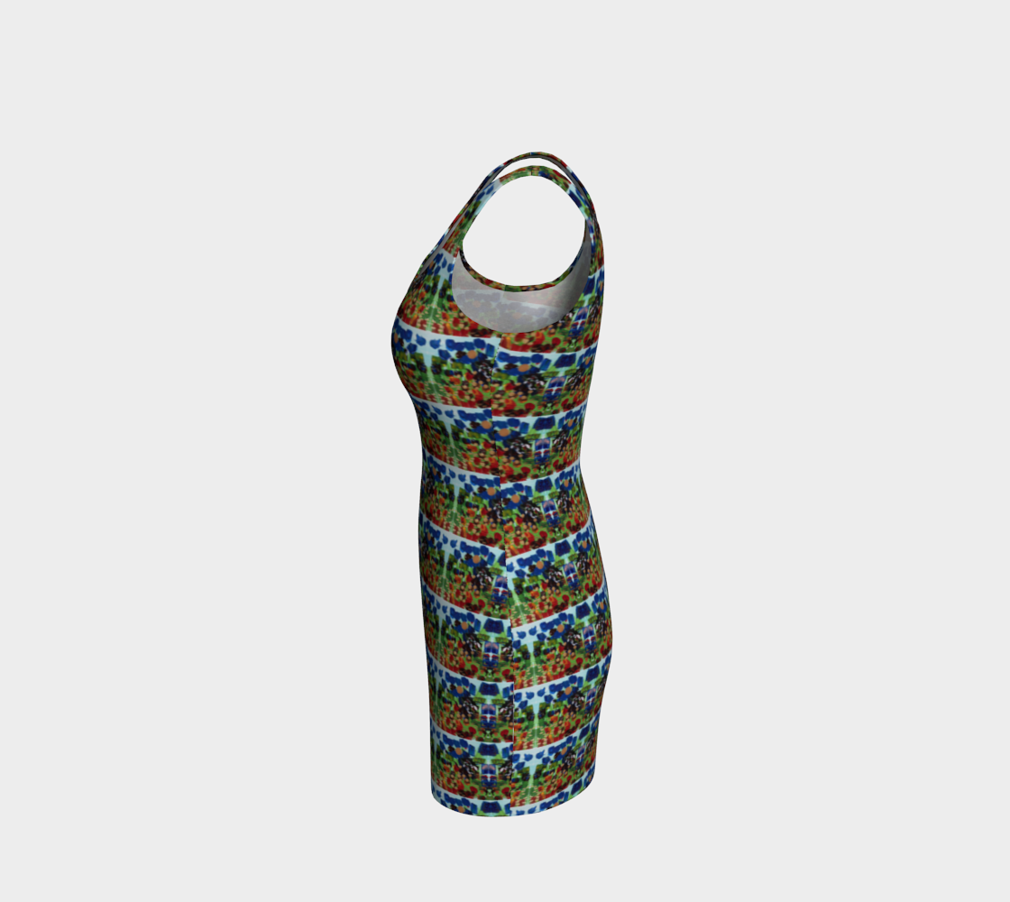 "Fall Garden" Bodycon Dress (Blue, Green, Red)