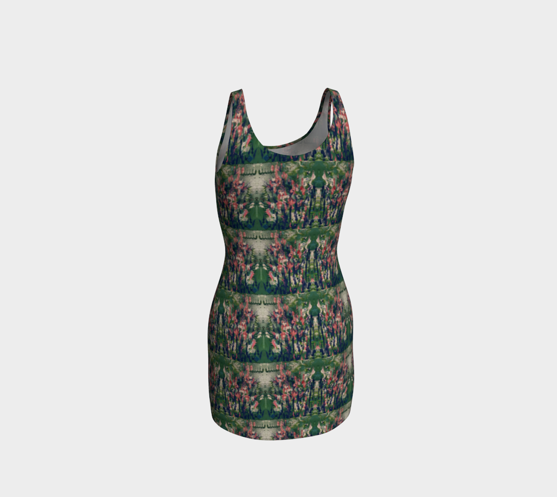 "Marsh Flowers" Bodycon Dress (Green, Pink)
