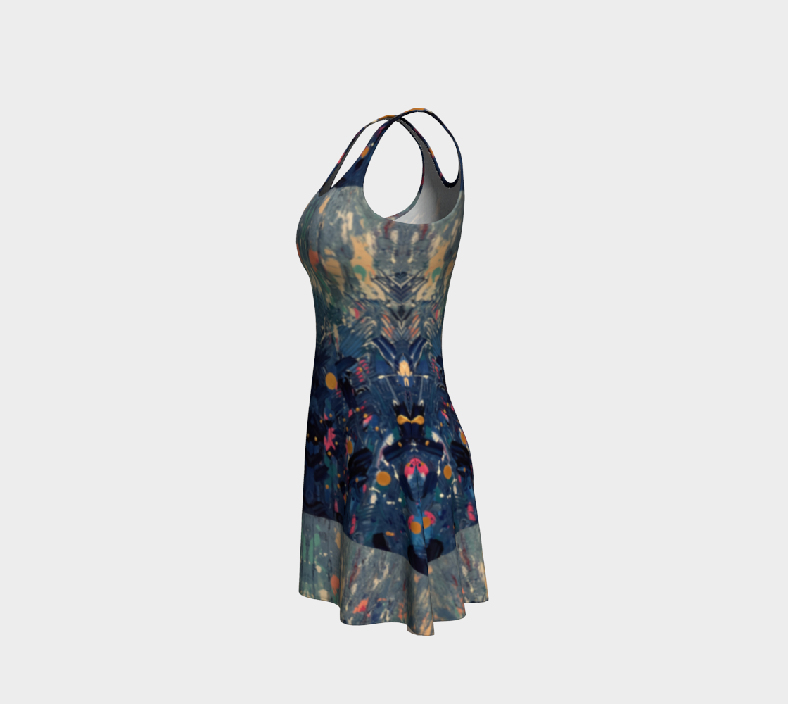 "Blue Mountain” Flare Dress (Blue, Pink)