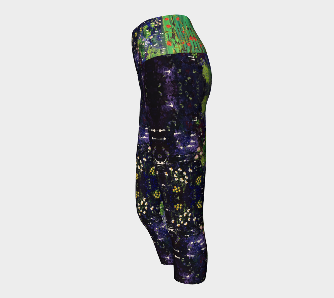 "Monty's Marsh in Summer " Yoga Capris (Purple, Green)