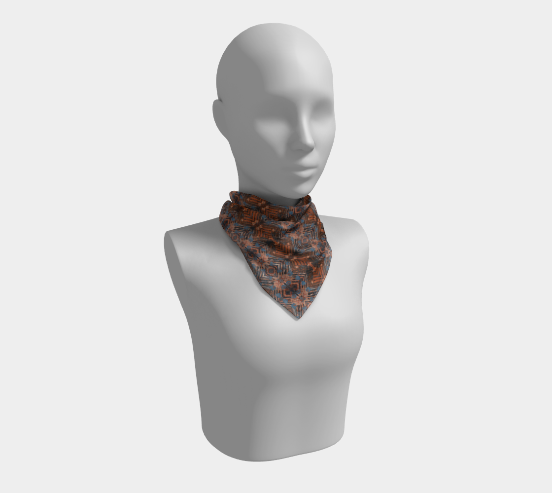"Family Geometry" Square Scarf (Blue, Orange)