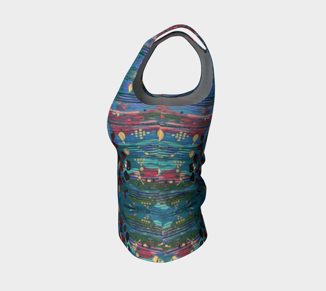"Grace Under Water" Fitted Tank Long (Aqua, Pink)