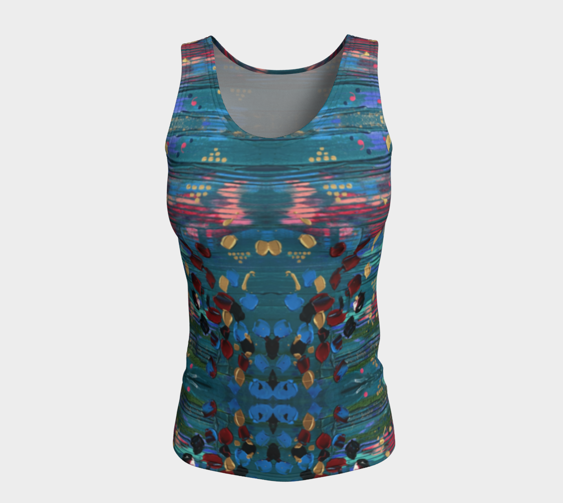 "Grace Under Water" Fitted Tank (Aqua, Pink)