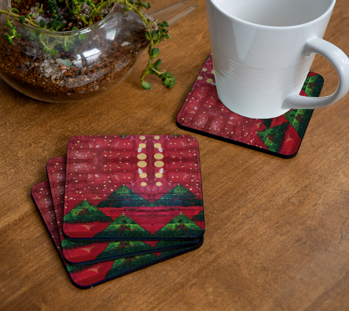 "Christmas Trees" Coaster (Red, Green)