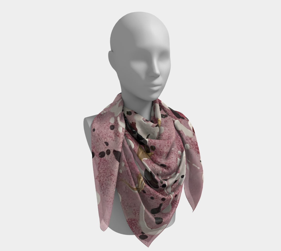 "Cherry Blossom" Square Scarf (Pink, White)