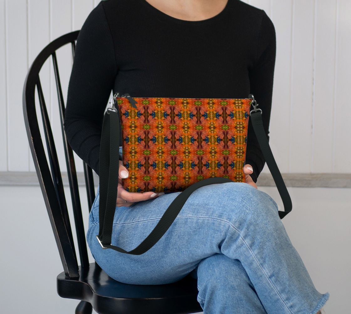 "ICU" Vegan Leather Crossbody Purse (Orange)