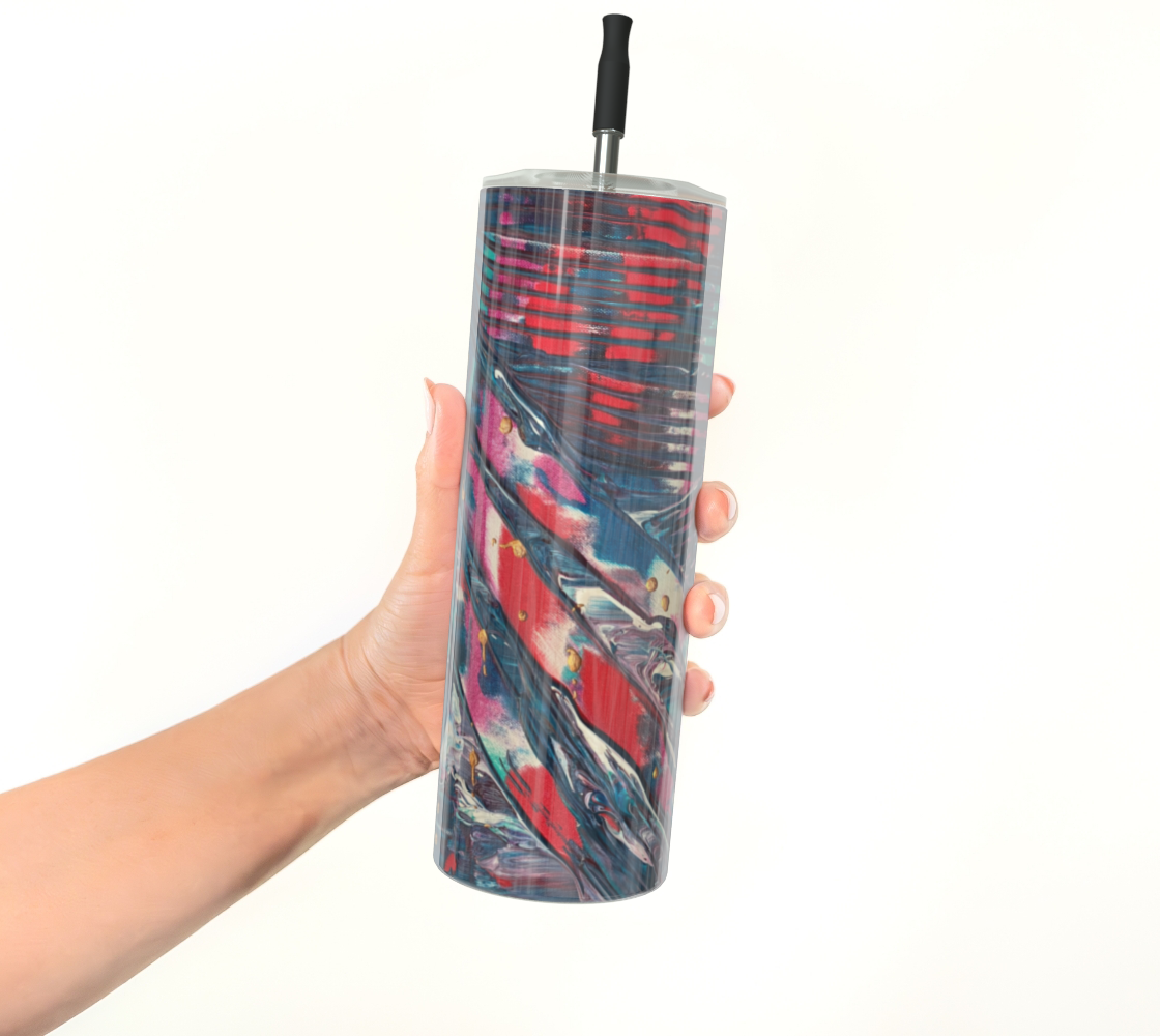 "Awakening" Glossy Tumbler (Turquoise, Red, Gold)
