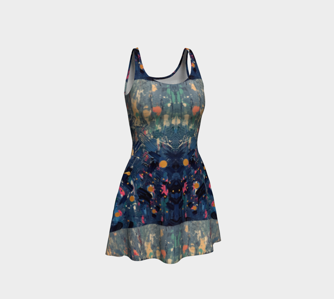 "Blue Mountain” Flare Dress (Blue, Pink)