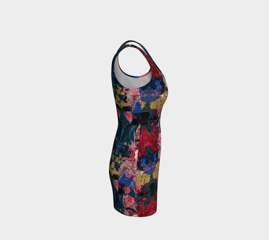 "Wild Carnations" Bodycon Dress (Pink, Blue)