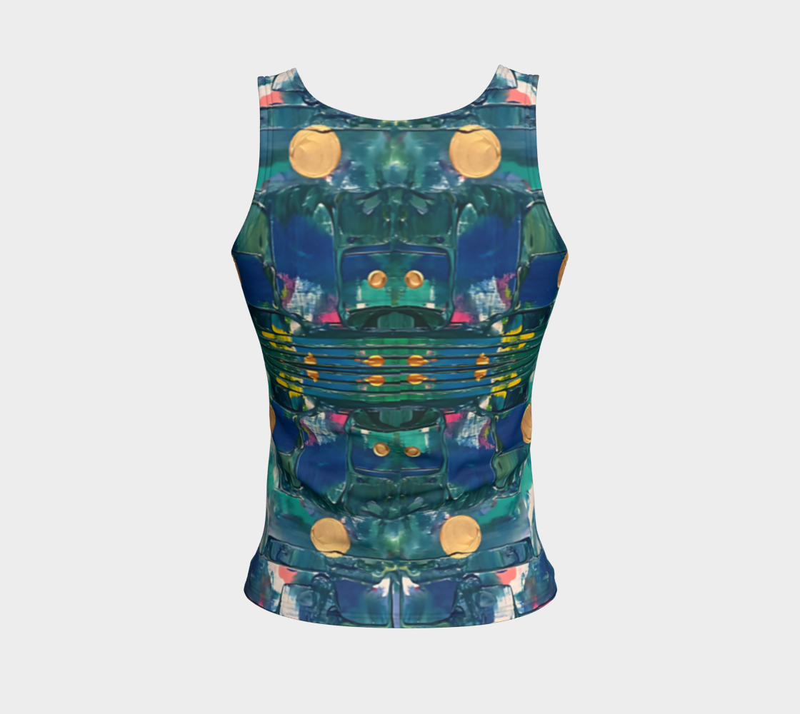 "Water Lilies" Fitted Tank (Aqua, Blue)