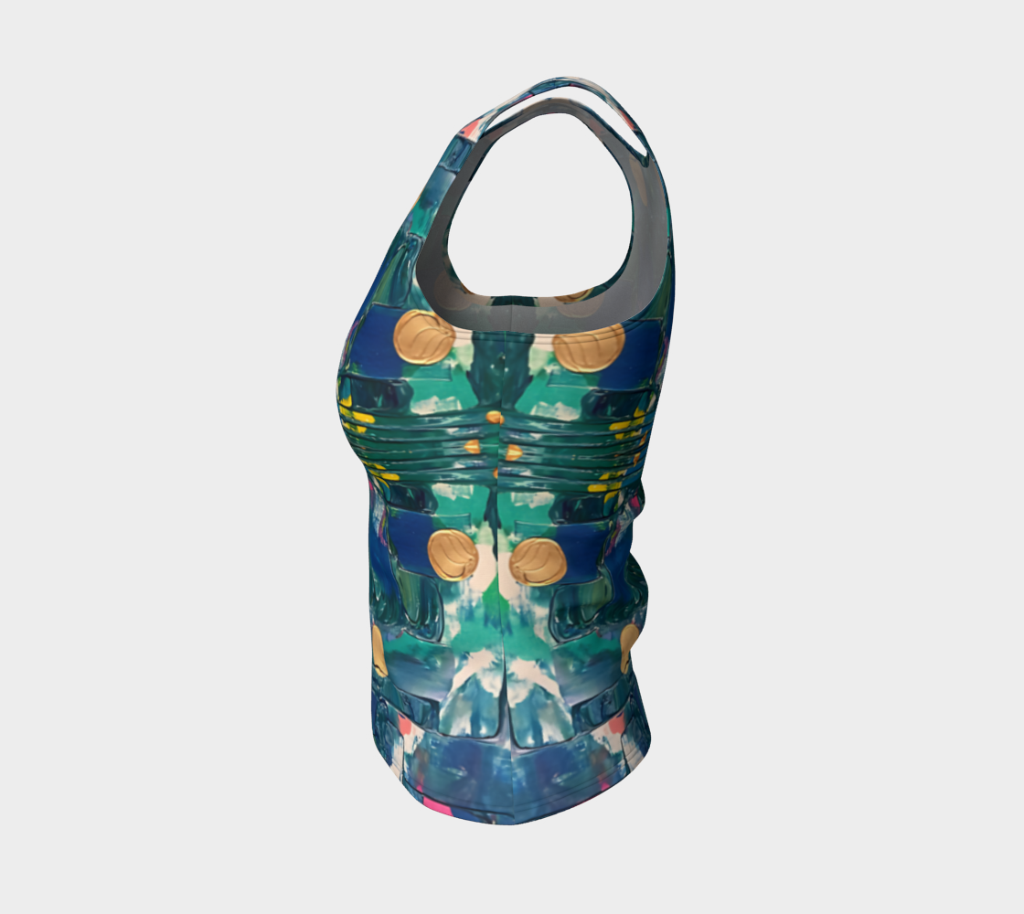 "Water Lilies" Fitted Tank (Aqua, Blue)