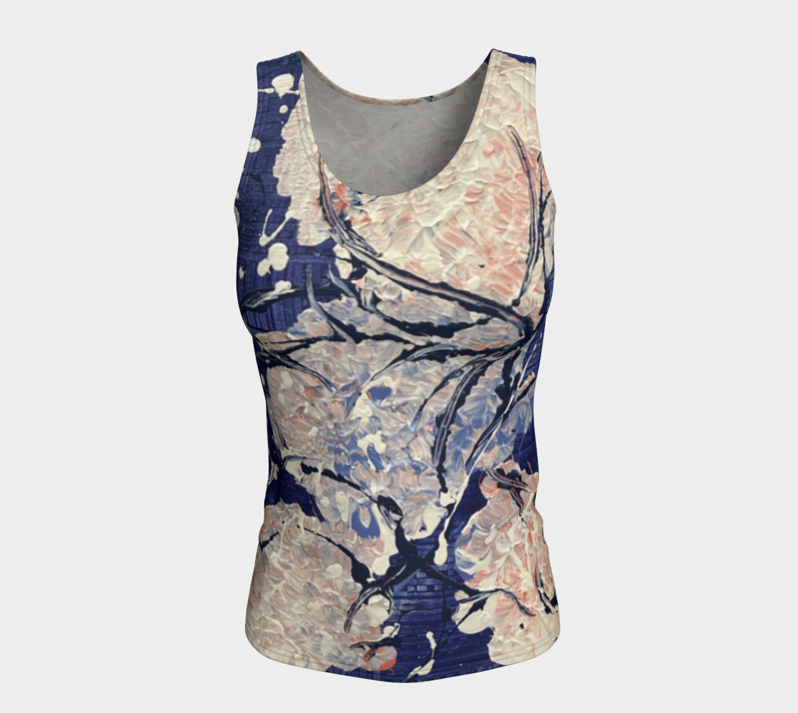 "Hydrangeas" Fitted Tank (Purple, Buff)