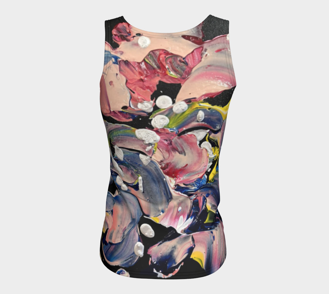 "Grace In Orchid Petals" Fitted Tank (Black, Pink)