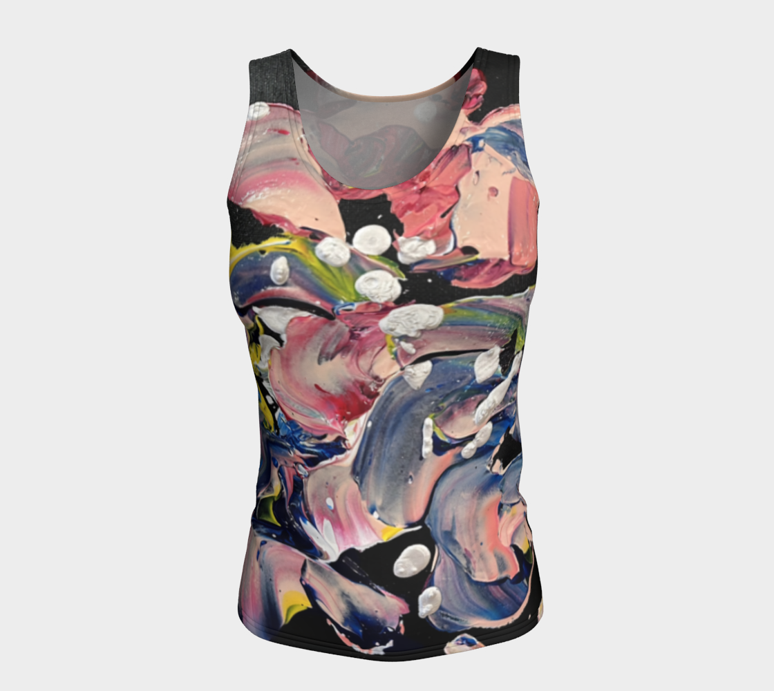 "Grace In Orchid Petals" Fitted Tank (Black, Pink)